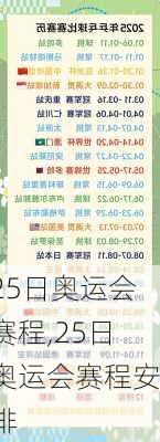 25日奥运会赛程,25日奥运会赛程安排