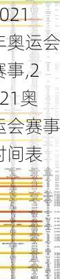 2021年奥运会赛事,2021奥运会赛事时间表