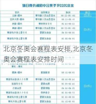 北京冬奥会赛程表安排,北京冬奥会赛程表安排时间