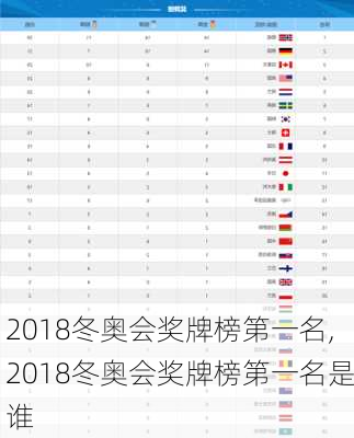 2018冬奥会奖牌榜第一名,2018冬奥会奖牌榜第一名是谁